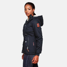 Marikoo Bikoo Damen gefütterte Winterjacke mit Teddyfell Navy Größe XL - Gr. 42