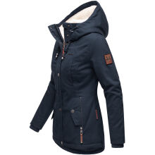 Marikoo Bikoo Damen gefütterte Winterjacke mit Teddyfell Navy Größe XL - Gr. 42