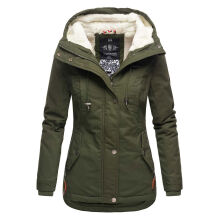 Marikoo Bikoo Damen gefütterte Winterjacke mit Teddyfell Grün Größe XL - Gr. 42