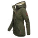 Marikoo Bikoo Damen gefütterte Winterjacke mit Teddyfell Grün Größe XL - Gr. 42