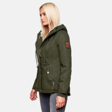 Marikoo Bikoo Damen gefütterte Winterjacke mit Teddyfell Grün Größe XXL - Gr. 44
