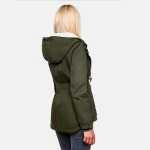 Marikoo Bikoo Damen gefütterte Winterjacke mit Teddyfell Grün Größe XXL - Gr. 44