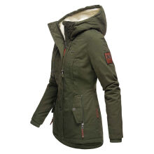 Marikoo Bikoo Damen gefütterte Winterjacke mit Teddyfell Grün Größe XXL - Gr. 44