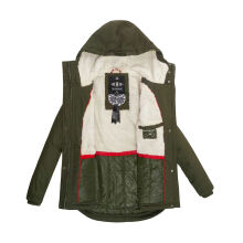 Marikoo Bikoo Damen gefütterte Winterjacke mit Teddyfell Grün Größe XXL - Gr. 44