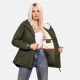 Marikoo Bikoo Damen gefütterte Winterjacke mit Teddyfell Grün Größe XXL - Gr. 44
