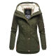 Marikoo Bikoo Damen gefütterte Winterjacke mit Teddyfell Grün Größe XXL - Gr. 44