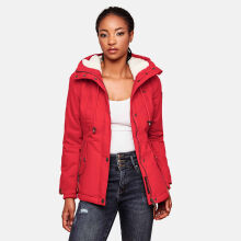 Marikoo Bikoo Damen gefütterte Winterjacke mit Teddyfell Rot Größe XL - Gr. 42