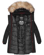 Navahoo Halina Damen Winter Steppmantel mit Kunstfell Schwarz Größe L - Gr. 40