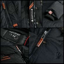 Navahoo Halina Damen Winter Steppmantel mit Kunstfell Navy Größe S - Gr. 36