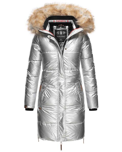 Navahoo Halina ladies winter quilted coat with faux fur - Silver-Gr.S