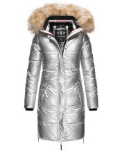 Navahoo Halina ladies winter quilted coat with faux fur - Silver-Gr.S