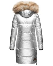Navahoo Halina ladies winter quilted coat with faux fur - Silver-Gr.S