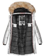 Navahoo Halina ladies winter quilted coat with faux fur - Silver-Gr.S