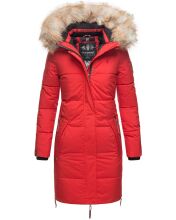 Navahoo Halina Damen Winter Steppmantel mit Kunstfell Rot Größe S - Gr. 36