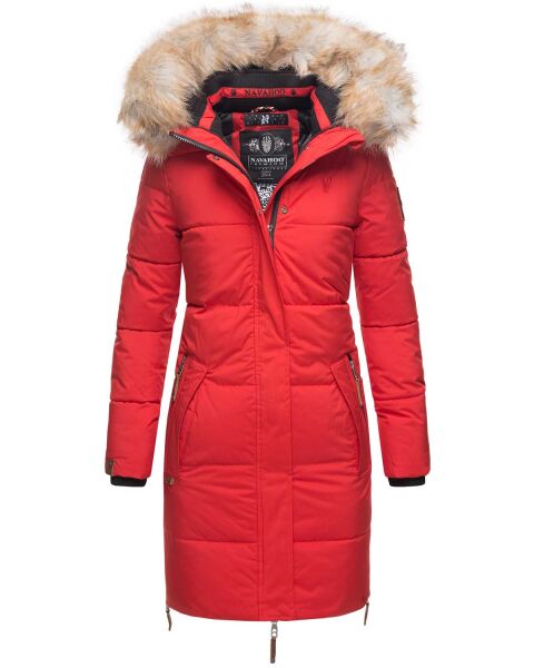 Navahoo Halina ladies winter quilted coat with faux fur - Red-Gr.XXL