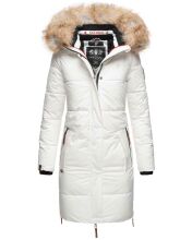 Navahoo Halina Damen Winter Steppmantel mit Kunstfell Weiß Größe S - Gr. 36