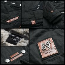 Navahoo Honigfee warme Damen Winterjacke mit Kapuze und Kunstfell Navy Größe XS - Gr. 34
