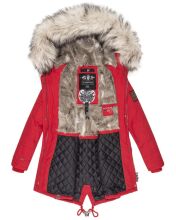 Navahoo Honigfee ladies parka winter jacket with fur collar - Red-Gr.XS