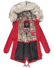Navahoo Honigfee ladies parka winter jacket with fur collar - Red-Gr.S