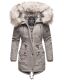 Navahoo Honigfee warme Damen Winterjacke mit Kapuze und Kunstfell Hellgrau Größe XS - Gr. 34