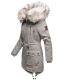 Navahoo Honigfee warme Damen Winterjacke mit Kapuze und Kunstfell Hellgrau Größe XS - Gr. 34