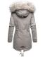 Navahoo Honigfee warme Damen Winterjacke mit Kapuze und Kunstfell Hellgrau Größe XS - Gr. 34