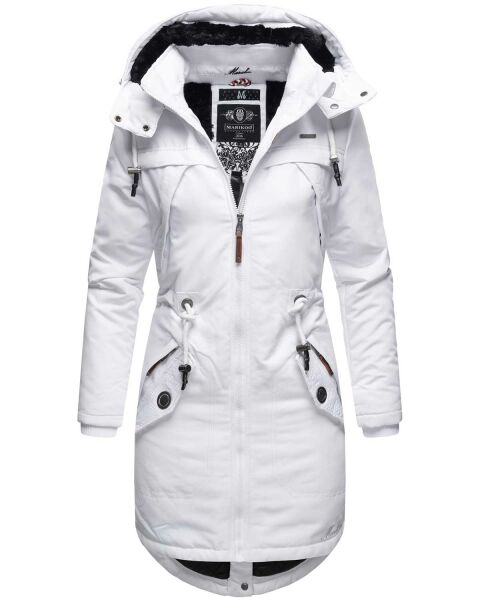 Marikoo Kamil Damen Parka Winterjacke mit Kapuze Weiß Größe XS - Gr. 34