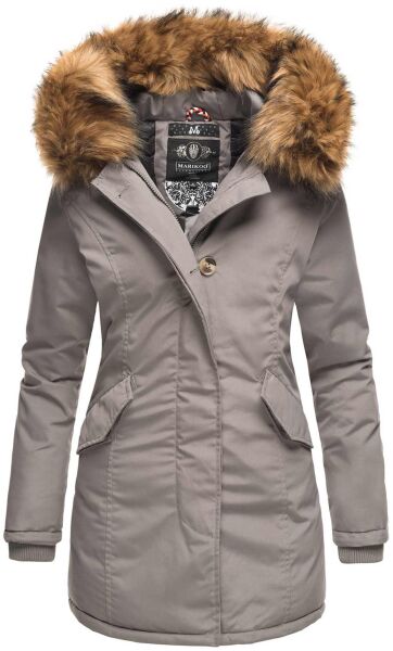 Marikoo Karmaa-Princess ladies parka winter jacket with fur collar Grau-Gr.XS