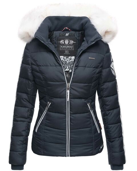 Navahoo Khingaas Damen Winter Steppjacke mit Kapuze Navy Größe XS - Gr. 34