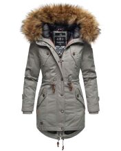 Marikoo La Viva Princess Damen Winterjacke mit Kapuze Hellgrau Größe L - Gr. 40