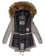 Marikoo La Viva Princess Damen Winterjacke mit Kapuze Hellgrau Größe L - Gr. 40