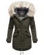 Navahoo Lady Like warme Damen Winterjacke mit Kapuze und Kunstfell Olive Größe XS - Gr. 34