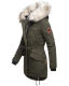 Navahoo Lady Like warme Damen Winterjacke mit Kapuze und Kunstfell Olive Größe XS - Gr. 34