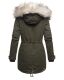 Navahoo Lady Like warme Damen Winterjacke mit Kapuze und Kunstfell Olive Größe XS - Gr. 34