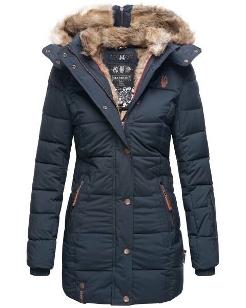 Marikoo warme Damen Steppmantel Winterjacke mit Kapuze Navy Größe XXL - Gr. 44