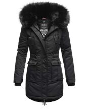 Navahoo Luluna Princess warme Damen Winterjacke mit Kunstfell Schwarz Größe XL - Gr. 42