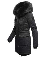 Navahoo Luluna Princess warme Damen Winterjacke mit Kunstfell Schwarz Größe XL - Gr. 42