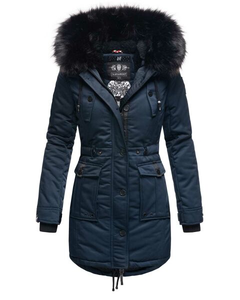 Navahoo Luluna Princess warme Damen Winterjacke mit Kunstfell Navy Größe XXL - Gr. 44