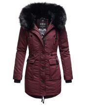 Navahoo Luluna Princess warme Damen Winterjacke mit Kunstfell Weinrot Größe XS - Gr. 34