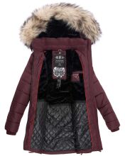 Navahoo Nimalaa warme Damen Winter Steppjacke mit Kapuze Weinrot Größe XS - Gr. 34