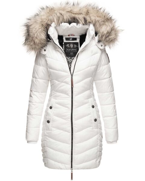 Navahoo Nimalaa warme Damen Winter Steppjacke mit Kapuze Weiß Größe XS - Gr. 34