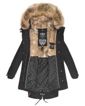 Navahoo Rosinchen Damen Parka Winterjacke mit Kapuze Schwarz Größe L - Gr. 40