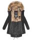 Navahoo Rosinchen Damen Parka Winterjacke mit Kapuze Schwarz Größe L - Gr. 40