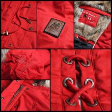 Navahoo Rosinchen Damen Parka Winterjacke mit Kapuze Hellgrau Größe L - Gr. 40