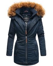 Marikoo Sanakoo Damen Winterjacke mit Kapuze und Teddyfell  Navy Größe S - Gr. 36