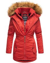 Marikoo Sanakoo Damen Winterjacke mit Kapuze und Teddyfell  Rot Größe L - Gr. 40