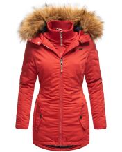 Marikoo Sanakoo Damen Winterjacke mit Kapuze und Teddyfell  Rot Größe L - Gr. 40