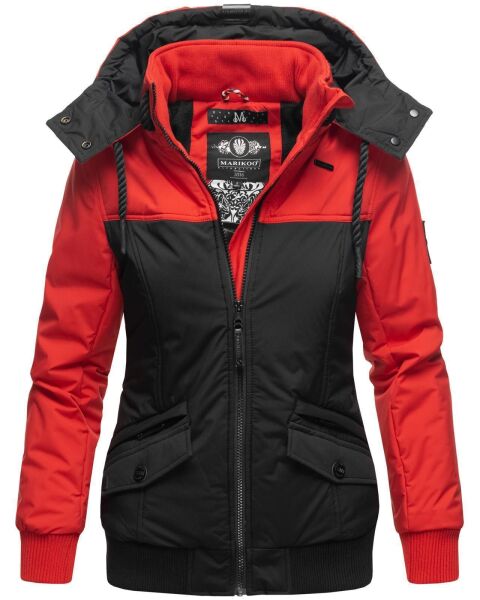Marikoo Sumikoo Damen Jacke mit Kapuze Rot-Schwarz-Gr.XS