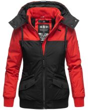 Marikoo Sumikoo Damen Jacke mit Kapuze Rot-Schwarz-Gr.XS