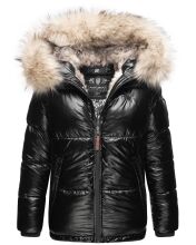 Navahoo Tikunaa ladies winter jacket quilted jacket with faux fur hood - Black-Gr.S
